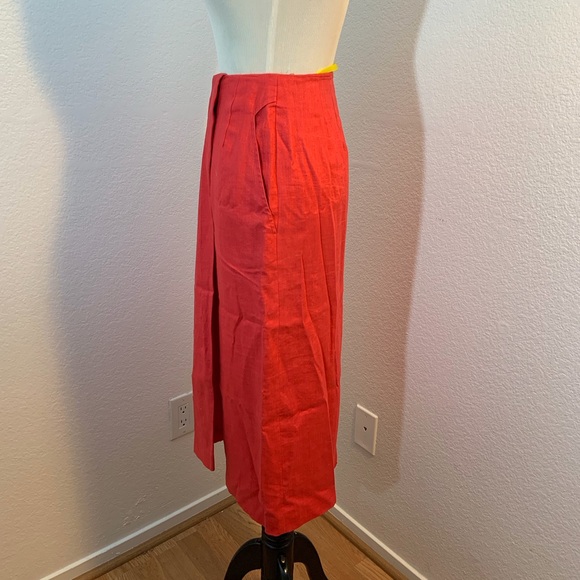 VGUC Vintage 80s Ann Tjian for Kenar Long Red Linen Pencil Skirt - Picture 3 of 8